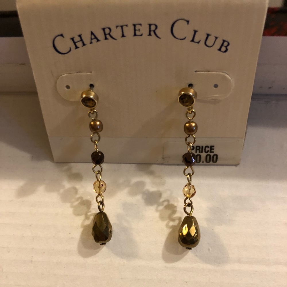 Bronze Beaded Drop Earrings